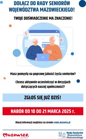 Ruszył nabór do Rady Seniorów Mazowsza - plakat informacyjny