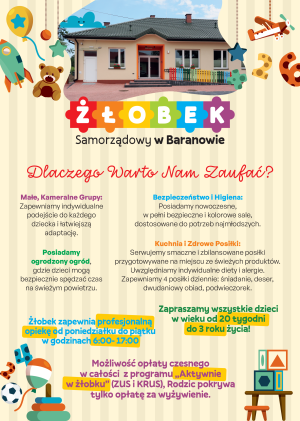 Żłobek Samorządowy w Baranowie  - ulotka reklamowa