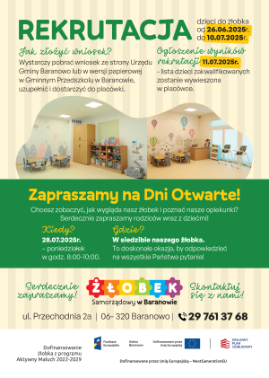 Żłobek Samorządowy w Baranowie  - ulotka reklamowa