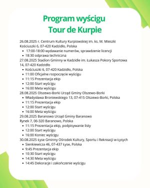 Program wyścigu Tour De Kurpie 2025