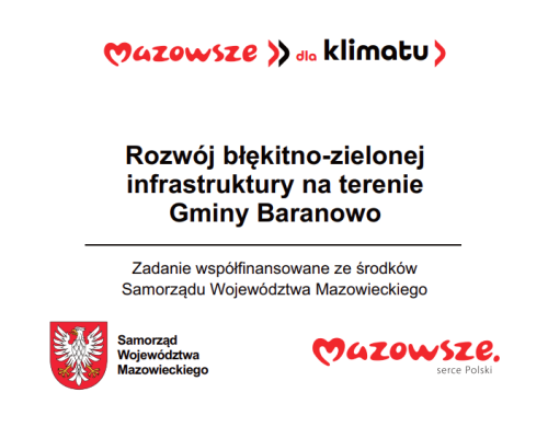 Rozwój błękitno-zielonej infrastruktury na terenie Gminy Baranowo - baner