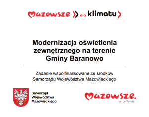 Modernizacja oświetlenia zewnętrznego na terenie Gminy Baranowo - baner