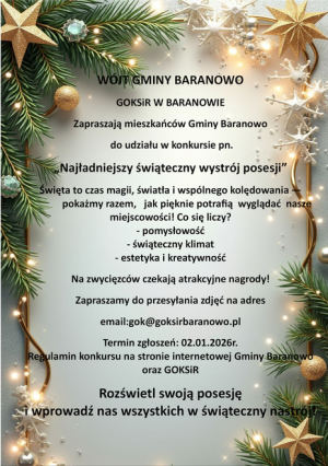 Plakat Konkursu - Najładniejszy świąteczny wystrój posesji