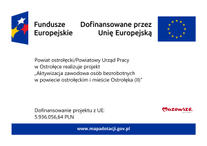 Aktywizacja zawodowa osób bezrobotnych w powiecie ostrołęckim i mieście Ostrołęka (II) - plakat informacyjny