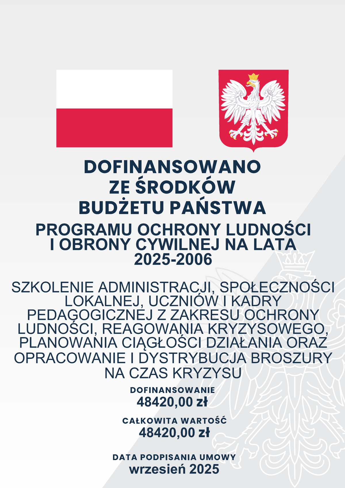 Dofinansowano z budżetu państwa - plakat informacyjny