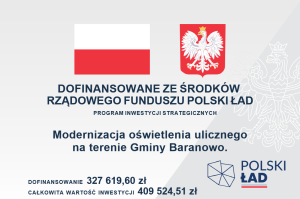 Modernizacja oświetlenia ulicznego na terenie Gminy Baranowo - plakat informacyjny