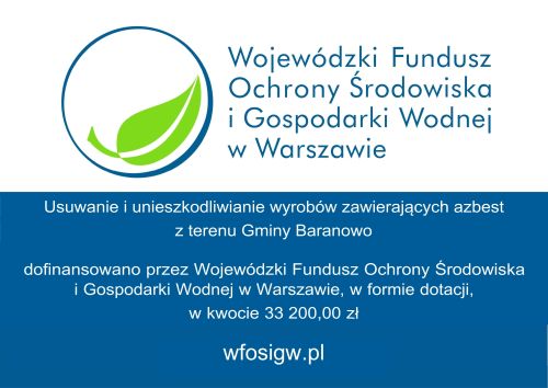 Baner promocyjny - Usuwanie  i unieszkodliwianie wyrobów zawierających azbest z terenu Gminy Baranowo