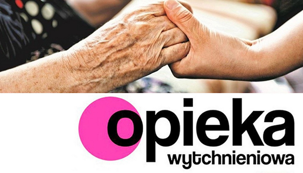 Połączone uściskiem dłonie, napis opieka wytchnieniowa